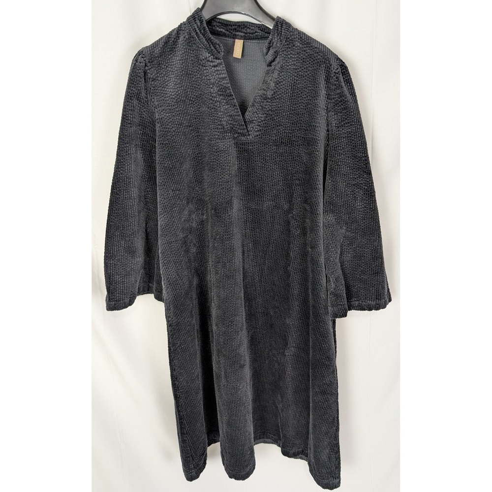 Culture Denmark Charcoal Gray Corduroy V-Neck Sack Dress Medium - 100% Cotton - Picture 10 of 16